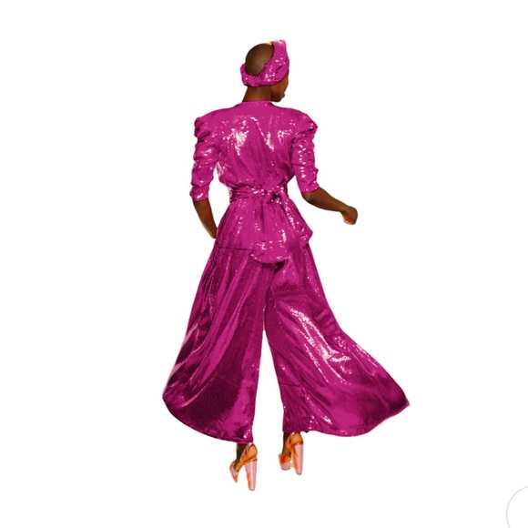 Julia Clancey Olivia Palazzo Sequin Jumpsuit with Turban - Picture 3 of 10